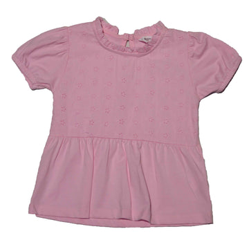 Pink Schiffli Lace Yolke Peplum Top Pale Pink Nawao.com
