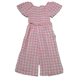 Pink Seersucker Jumpsuit Pale Nawao.com