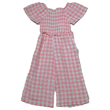 Pink Seersucker Jumpsuit Pale Nawao.com