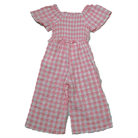 Pink Seersucker Jumpsuit Pale Nawao.com