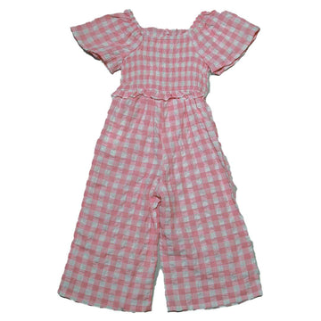 Pink Seersucker Jumpsuit Pale Nawao.com