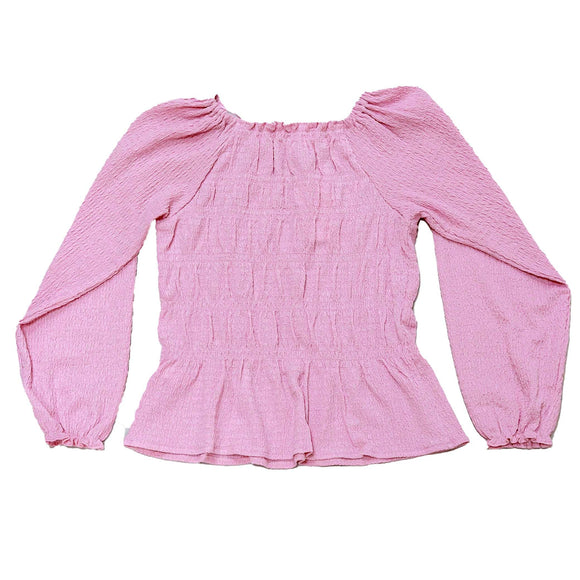 Pink Smocking Top Pale Pink Nawao.com