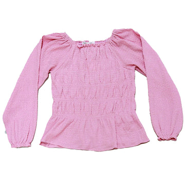 Pink Smocking Top Pale Pink Nawao.com