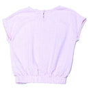 Pink Textured Knit Elasticated Waist Top Pale Nawao.com
