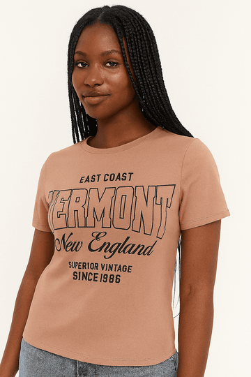 Pink Vermont Printed T Shirt Pale Nawao.com