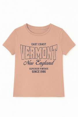 Pink Vermont Printed T Shirt Pale Nawao.com
