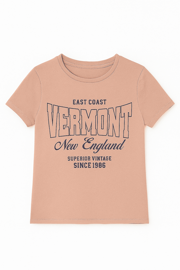 Pink Vermont Printed T Shirt Pale Nawao.com