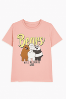 Pink We Bare Bears Printed T Shirt Pale Nawao.com
