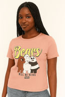 Pink We Bare Bears Printed T Shirt Pale Nawao.com