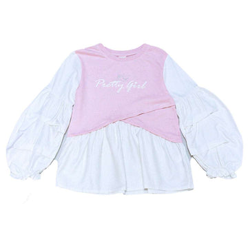 PINK WHITE BALOON SLEEVE TOP ASSORTED 8 9 YEARS Nawao.com