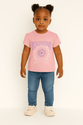 Pink Yourself Love Placement Print T Shirt Pale Pink Nawao.com