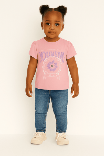 Pink Yourself Love Placement Print T Shirt Pale Pink Nawao.com