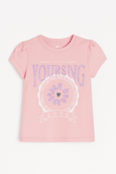 Pink Yourself Love Placement Print T Shirt Pale Pink Nawao.com