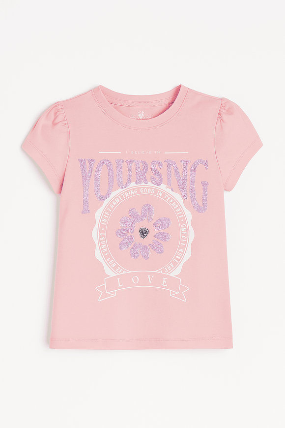 Pink Yourself Love Placement Print T Shirt Pale Pink Nawao.com