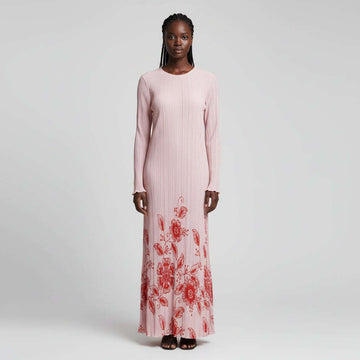 Placement Print Detailed Plisse Maxi Dress Assorted Nawao.com