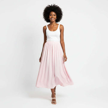 Pleated A Line Skirt Pale Pink Nawao.com