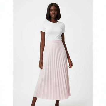 Pleated A Line Skirt Pale Pink Nawao.com