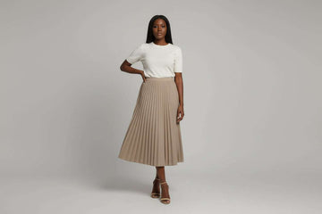Pleated Skirt Brown Nawao.com