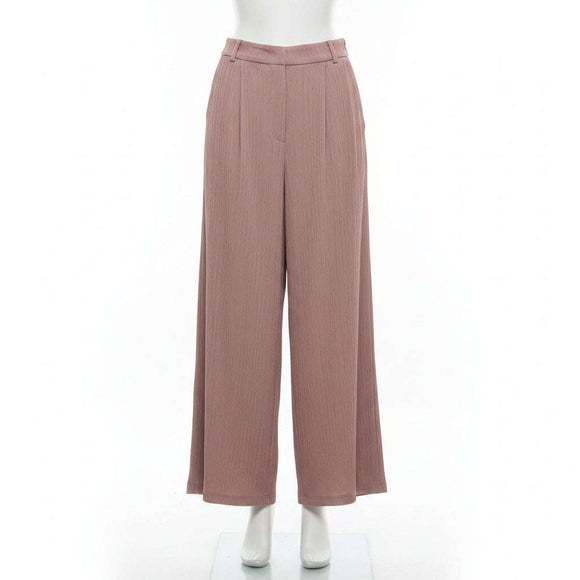 Pleated Wide Leg Woven Trouser Brown Nawao.com