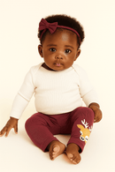 Plum Placement Print Leggings Mauve Nawao.com