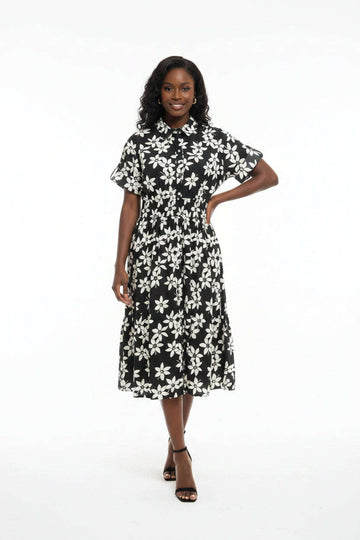 Printed Flared Midi Dress Assorted Nawao.com