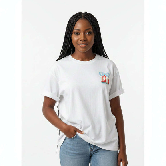 Printed Interlock T Shirt White Nawao.com