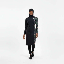 Printed  Long Length Burkini With Cap Assorted Nawao.com