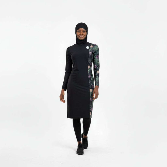 Printed  Long Length Burkini With Cap Assorted Nawao.com