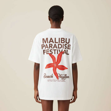 Printed  Malibu Interlock T Shirt White Nawao.com