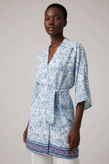 Printed Open Front Belted Top Assorted Nawao.com