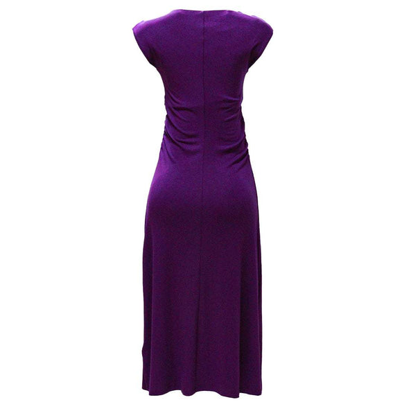 PRINTED ROUCHED DETAIL COLUMN DRESS ASSORTED Nawao.com