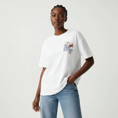 Printed Sea Interlock T Shirt White Nawao.com
