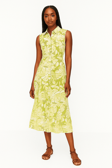 Printed Sleeveless Belted Dress Nawao.com