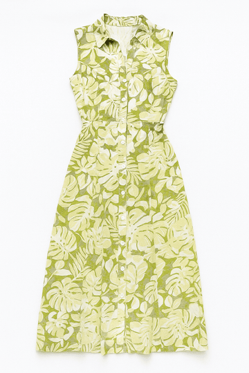 Printed Sleeveless Belted Dress Nawao.com