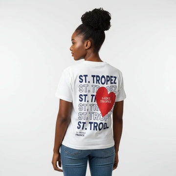 Printed St Tropez Interlock T Shirt White Nawao.com