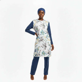 Printed Tunic Burkini Set With Cap Green Uk8 Nawao.com
