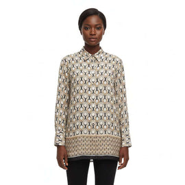 Printed V Neck Collar Shirt Assorted Nawao.com