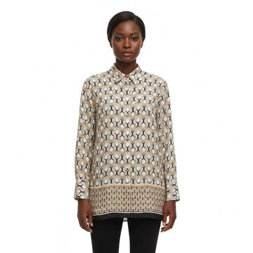 Printed V Neck Collar Shirt Assorted Nawao.com