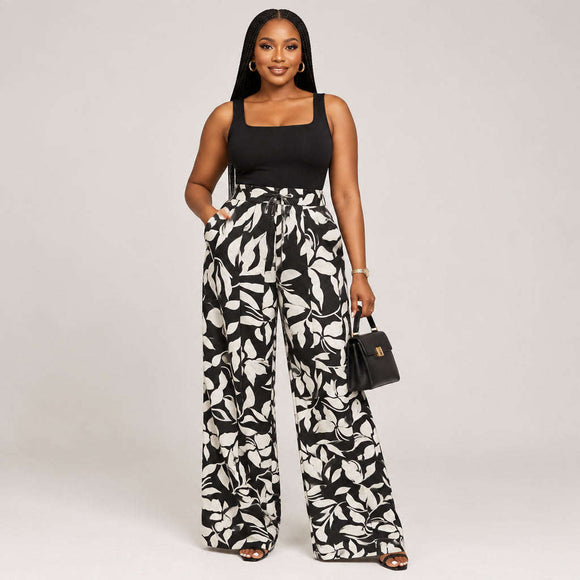 Printed Wideleg Woven Trouser Assorted Nawao.com