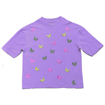 Purple L S 3D Butterfly T Shirts Purple Nawao.com
