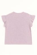 Purple Ruffled Sleeve Top With Trims Purple Nawao.com