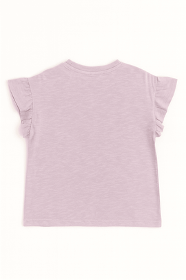 Purple Ruffled Sleeve Top With Trims Purple Nawao.com