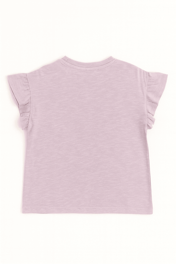Purple Ruffled Sleeve Top With Trims Purple Nawao.com