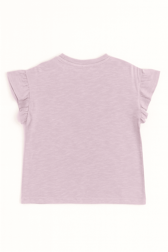 Purple Ruffled Sleeve Top With Trims Purple Nawao.com