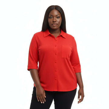 Red Button Down Blouse Nawao.com