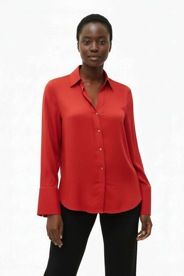 Red Buttoned Down Blouse Red Nawao.com