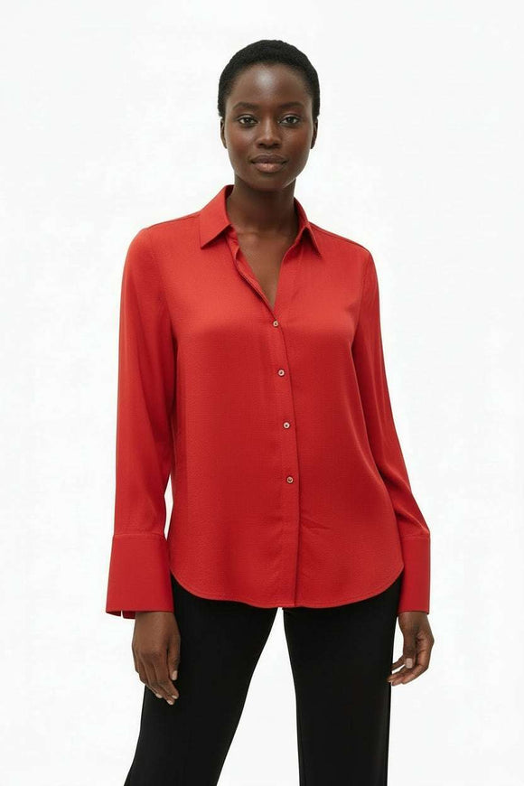 Red Buttoned Down Blouse Red Nawao.com