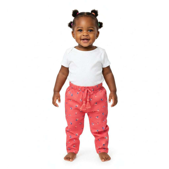 Red Floral All Over Print Trousser Red 3 6 Months Nawao.com