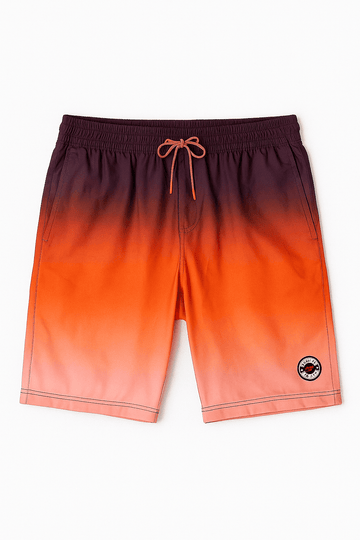 Red Gradient Printed Shorts Red Nawao.com