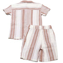 Red Oversized Shirt With Shorts Set Nawao.com